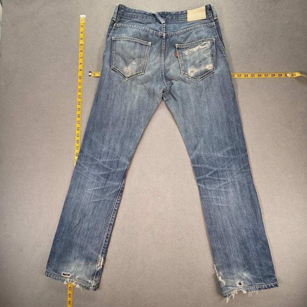Levis Jeans Mens Selvedge Blue Light Altered‎ Hem Whiskers Honeycomb Fits 29x32